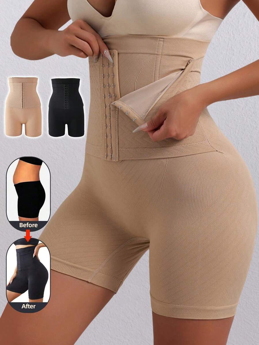 2 sztuki damskie bezszwowe majtki z wysokim stanem, gorset, majtki, mocna kompresja, bielizna modelująca brzuch, modelująca sylwetkę, modelująca brzuch, podnosząca pośladki - Wielokolorowe - Zobacz 1