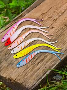 GOTURE Goture 3pcs Large Cuttail Fish, Forktail Fish Soft Lure, High Elastic TPR Material, Flexible, Durable, Realistic Swimming Action, For Saltwater Fishing