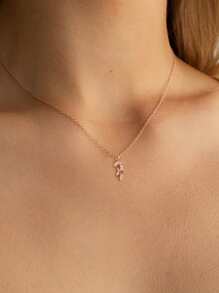 Stylever 1 件魔棒吊坠项链礼物 S925 纯银锆石女士珠宝简约项链精美珠宝礼物送给女孩冬季礼物送给舞会派对装饰 - 玫瑰金 - 查看 2