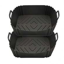 1pc/2pcs Reusable Silicone Air Fryer Liners - Thickened Square Baking Pan, Suitable For Healthy Cooking, Fit 4-7Qt Air Fryers, Oven & Microwave Safe, Non-Stick & Easy To Clean, Great Gift For Christmas, Halloween, Easter, Thanksgiving