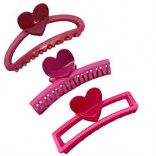 Cute Pink Heart Hair Clips, Bun Maker Shrimp Hair Clips For Girls, Hair Accessories For Summer