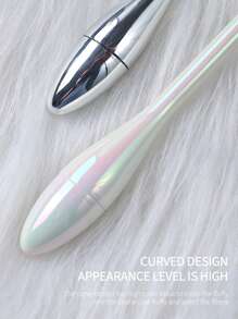 SHANGFEIYA 1pc Japanese Shape Nail Powder Brush With Iridescent Color Handle, Soft Bristle Makeup Blush Powder Brush