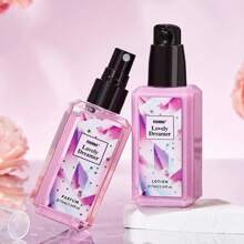 Women's 2-Piece Hydrating Body Lotion & Fragrance Mist Set - Nourishing Skin Care Duo, Travel-Friendly Portable 75ml X2 (Lotion + Parfum Spray) - Red Violet - View 4