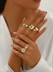 3 件套几何复古波西米亚风格女士戒指