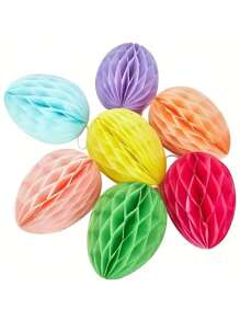 1pc Easter Theme Rabbit Decor Cute Egg Honeycomb Ball, Spring/Summer Birthday Party Decoration, Egg-Shaped Paper Honeycomb Ball Hanging Decor, Suitable For Easter, Birthday, Holiday Party, Indoor/Outdoor Hanging Decor, Home Porch, Dining Table Centerpiece, Display Cabinet, Fireplace, Event Atmosphere Setting, Family Gathering