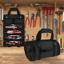 Tool Kit, Roll-Up Tool Kit, Detachable Six-Piece Tool Kit, Tool Roll Storage Bag For Mechanics, Electricians And Enthusiasts. - 黑色 - 查看 2