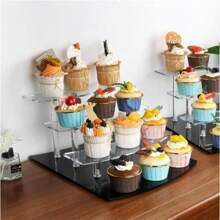 1 juego de expositor acrílico dulce: soporte transparente para cupcakes, soporte de bufé y bandeja de servir galletas/dulces, apto para bodas, cumpleaños, ducha, merienda