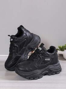 8cm Women's Chunky Chunky Sneakers, New Platform Wedge Heel Breathable Anti-Slip Black Casual Shoes, White Sports Shoes