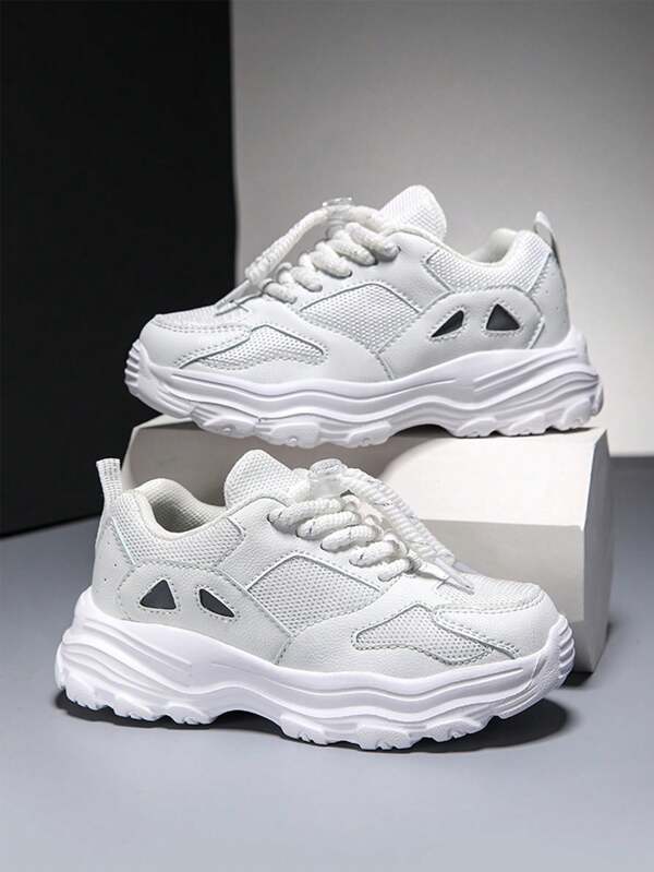 New Fashion Children Casual Breathable Comfy Colorblock Low-Top Chunky Sneakers, Non-Slip Lightweight Running Shoes, Suitable For Outdoor Activities