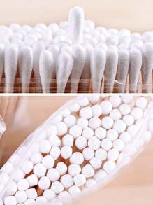 100/200/300/500 piezas/Paquete Hisopos de limpieza, Bastoncillos de maquillaje desechables para limpieza, desmaquillado, limpieza de oídos, necesarios para el hogar y los viajes