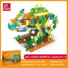 多色创意拼装玩具豹纹壁虎、变色龙、螳螂虾、螃蟹装饰动物小积木模型、收藏家居摆件、生日礼物 - 彩色 - 查看 11