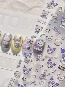 Sanrio Tomoni & Sanrio Collaboration Cute Melody, Kuromi, Hello Kitty 5D Embossed Nail Stickers, Self-Adhesive Nail Art Decorations