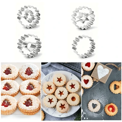 4pcs Stainless Steel Cookie Cutters - Biscuit Molds, Suitable For Christmas, Easter, Ramadan And Valentine's Day - Heart, Star, Christmas Tree Shapes, For Holiday Baking, Pastry Decoration And Celebration Activities.