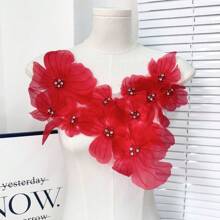 手工刺绣串珠贴花缀饰连衣裙蕾丝花朵服饰配件 - 彩色 - 查看 3