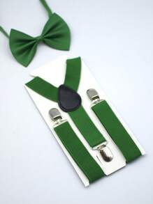 2 piezas/Set Tirantes y corbata de moño de color liso para niños y niñas - Multicolor - Ver 22