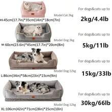 1 套：1 个狗床 + 1 个狗骨头 + 1 个枕头，适合春夏季的狗/猫床，可拆卸和清洗底部采用防滑和防潮设计，蛋格泡沫底部，可手洗或机洗