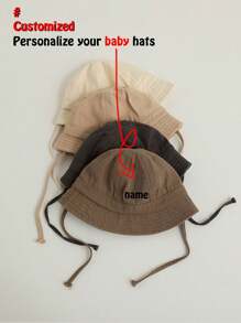 1pc Personalized Baby Bucket Hats Add Name, Text, Or Logo Perfect For Newborns All Year Round Use And Great Gifts For Friends - Multicolor - View 8