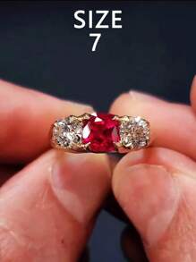 1 件 S925 纯银玫瑰花朵图案锆石复古优雅戒指，适合女性的多功能日常和派对珠宝礼物 - 紅色玫瑰花紋女士戒指 - 查看 14