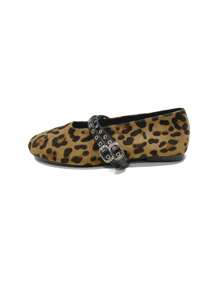 Women's Adjustable Buckle Design Leopard Print Flat Loafers - LEOPARD - View 4