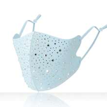 1pc Fashionable Rhinestone Decorated Chiffon Face Mask, Breathable, UV Protection, - Multicolor - View 9