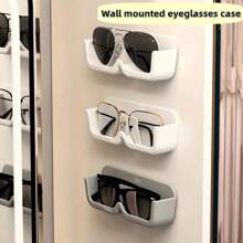 1 pieza Estante montado en la pared para almacenamiento de gafas, soporte de almacenamiento de gafas sin perforación, expositor de gafas de sol, organizador de gafas que ahorra espacio
