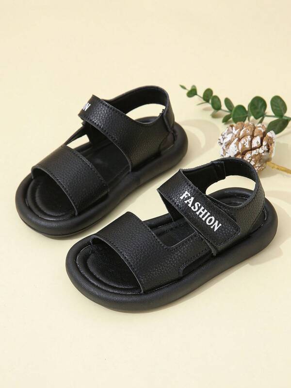 1 par de zapatos de playa sencillos de unicolor con punta abierta para niños, sandalias casuales versátiles, suaves, cómodas y transpirables con suela de goma para niños y niñas