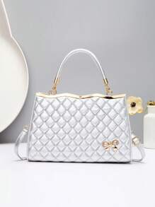 Sac à main pour femme, mode et atmosphérique, sac de mère, grande capacité pour le milieu d'âge, sensation haut de gamme, sac à bandoulière croisé - Argent - Voir 4