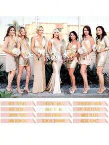 12pcs Bride-To-Be Sash Set, 11pcs White Sash With Gold Text, Suitable For Bachelorette Party, Wedding, Bridal Shower And Other Occasions - Champagne - View 3