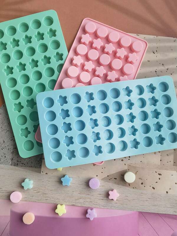 1pc 50-Cavity Star-Shaped Silicone Mold, Random Color
