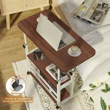 Mesa elevable para laptop 3 niveles, altura ajustable 90 cm, mesa lateral multifuncional para jardín y oficina - Café integral - Ver 5