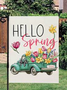 1pc Colorful Floral Garden Flag, Double-Sided Linen Yard Decoration, Spring