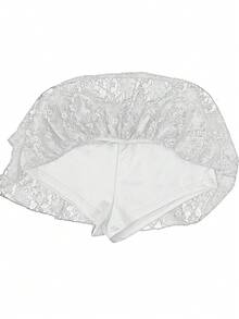 Women's Lace Ruffle Drawstring Pleated Cute Cake Mini Skirt, Suitable For Gathering, Shopping, Party, White