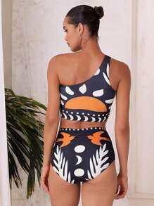 Nuevos Arrivals Conjunto de traje de baño de 3 piezas con estampado de malla sexy, estilo europeo y americano, para mujeres