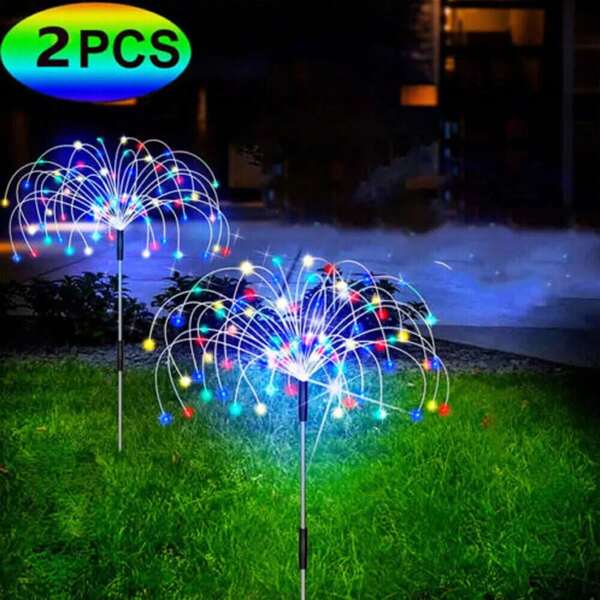2-4X Solar Firework Lights 120/150 LED Sparkle Pathway Lawn Decor Outdoor Garden