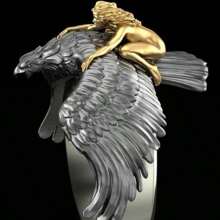 1 anillo con forma de águila voladora de animal geométrico creativo de moda para niña dorada, se puede enviar a hombres, joyería para uso diario en fiestas
