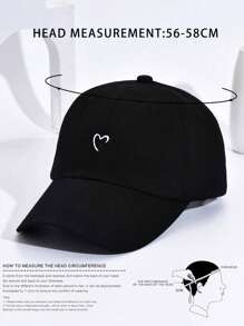 1pc Unisex Heart Embroidered Casual Baseball Cap For Daily Life
