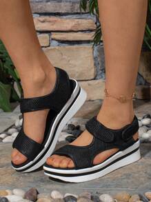 Women's Breathable Mesh Platform Beach Sport Sandals, Suitable For Summer, Ladies Sports Sandals