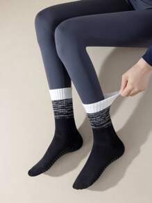 2/5 Paar Damen Kniestrümpfe für Yoga & Sport, rutschfest, feuchtigkeitsableitend, atmungsaktiv für Innenworkouts, Herbst