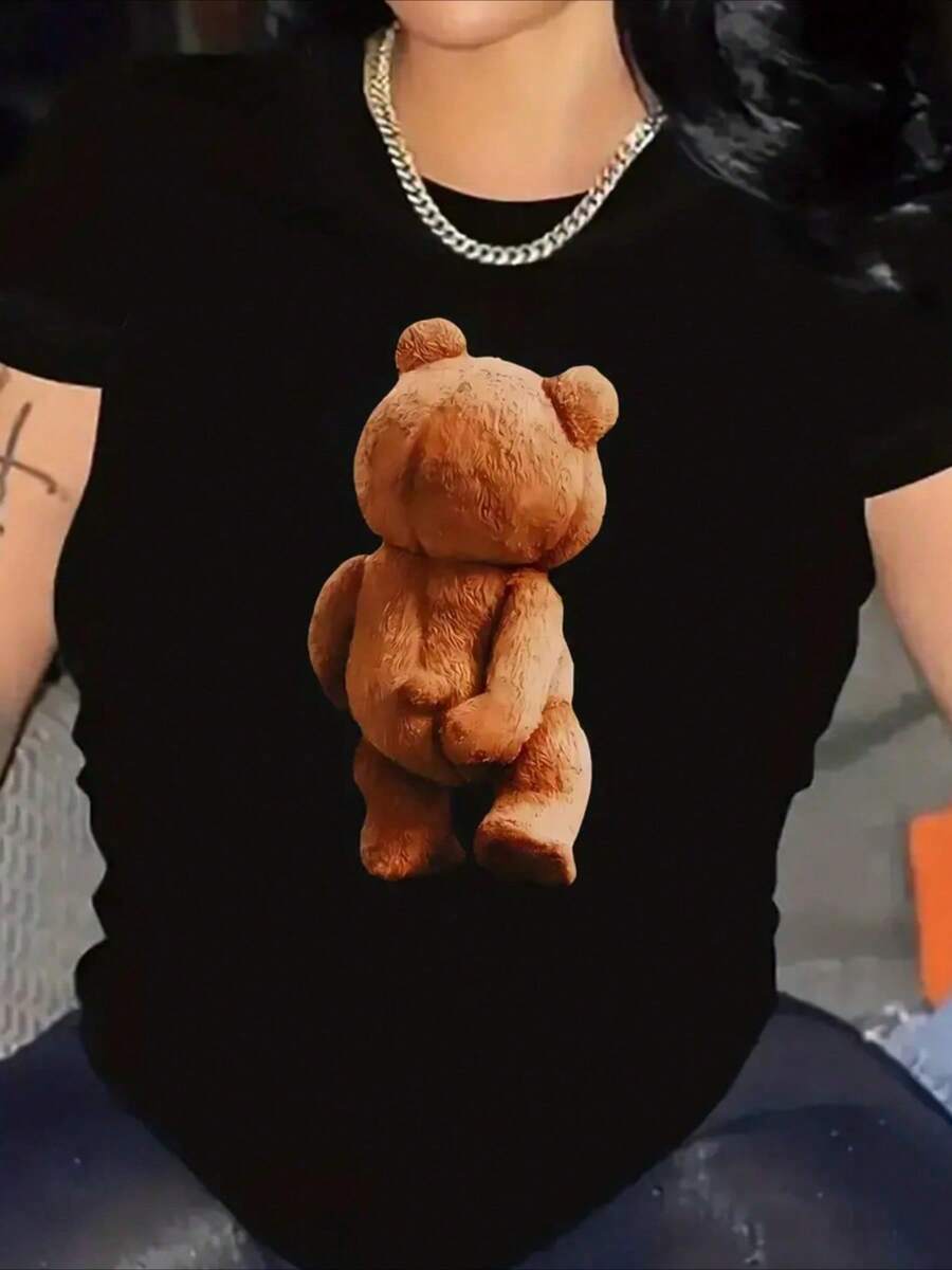 Cute Bear Style Custom Printed T-Shirt 220g 100% Heavy Cotton