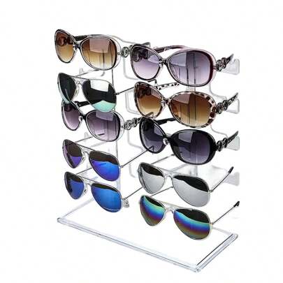 1pc Transparent Eyeglasses Organizer Rack, Single/Double Row With Base, Detachable Eyewear Display Stand For Sunglasses & Accessories
