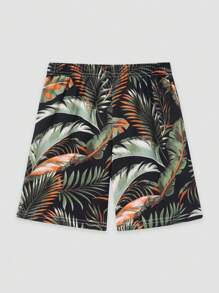 2 Stücke/set Kleine Jungen Tropical Muster Badeshorts, Sommer