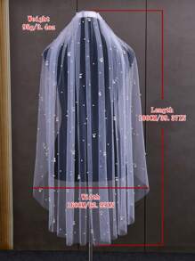 1 pièce Voile de mariée avec bordure perlée à la main, convient pour la cérémonie de mariage, les accessoires photo, l'enregistrement, y compris le peigne à cheveux