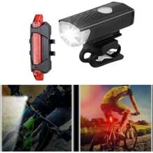 NetHong 2PCS Bike LED Rechargeable Front And Back Light Set Bicycle USB Waterproof Headlight - Black - View 10
