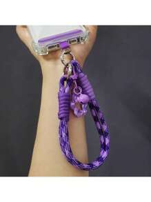 Corda de Pulso de Nylon, Adequada para Capas de Telefone, Cordão Universal para Clipe, Corda Trançada com Encantos, Adequado para Mulheres, Acessório Pendente Antiderrapante para Compras, Presente para Mãe, Família, Amigos, Aniversário, Feriado, Enfeite de Celular, Corrente de Celular - Multicolorido - Visão 3