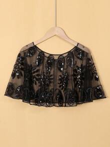 1pc Vintage Short Top, Lightweight Yet Heavily Beaded Lace Women Crop Top, Party/Event Mini Shrug For Dress - Multicolor - View 13