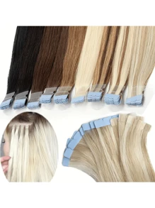 Mini Tape In Hair Extensions Human Hair Balayage Blonde Hair Invisible Skin Weft Adhesive Non-Remy Hair Tape Ins 10pcs/Pack - S2 - View 5