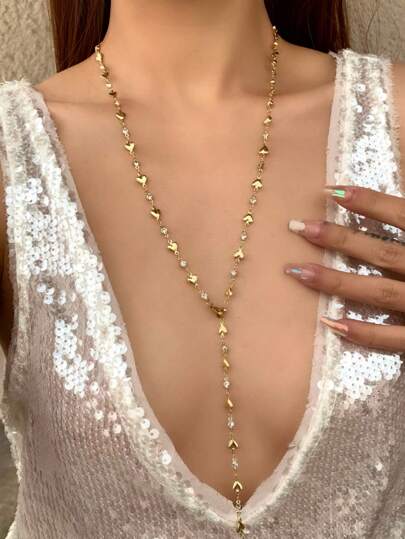 1 ชิ้น สร้อยคอทรงY สีทอง/เงิน เซ็กซี่ จี้เรืองแสง เหมาะสำหรับสวมใส่ประจำวัน เดท งานปาร์ตี้ วันหยุด ท่อนคอสุดเซ็กซี่ ครบรอบ วันเกิด ของขวัญ ทรงโบฮีเมียนแนวโมเดริน์เชิค