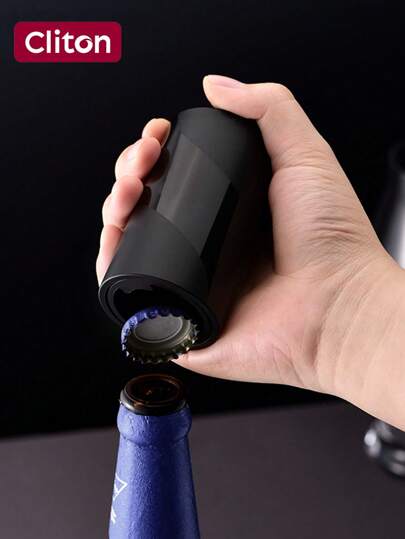CLITON Magnetic Push DownThe Top To Loop Automatic Beer Decapitator Bottle Cap Opener, For Mexican Cokes Glass Bottles With Metal No Damage To Caps (Black),Jar Opener Automaticup Bottle Opener Push Down Beer Soda Cap Opener Household Party Portable Beer Corkscrew Kitchen Accessories