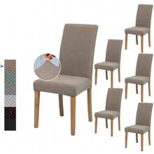 Pokrowce na krzesła do jadalni Zestaw 4 pokrowców na krzesła Pokrowce na krzesła do jadalni Elastyczne pokrowce na krzesła kuchenne Parsons, beżowe, XL Pokrowce na krzesła do jadalni Elastyczne pokrowce na krzesła z wysokim oparciem z żakardu do salonu Kuchnia Możliwość prania w pralce