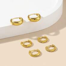 6 Stücke minimalistisches Basis Kupferlegierung Kubikzirkonia Ohrringe Set, geeignet für den täglichen Gebrauch von Frauen